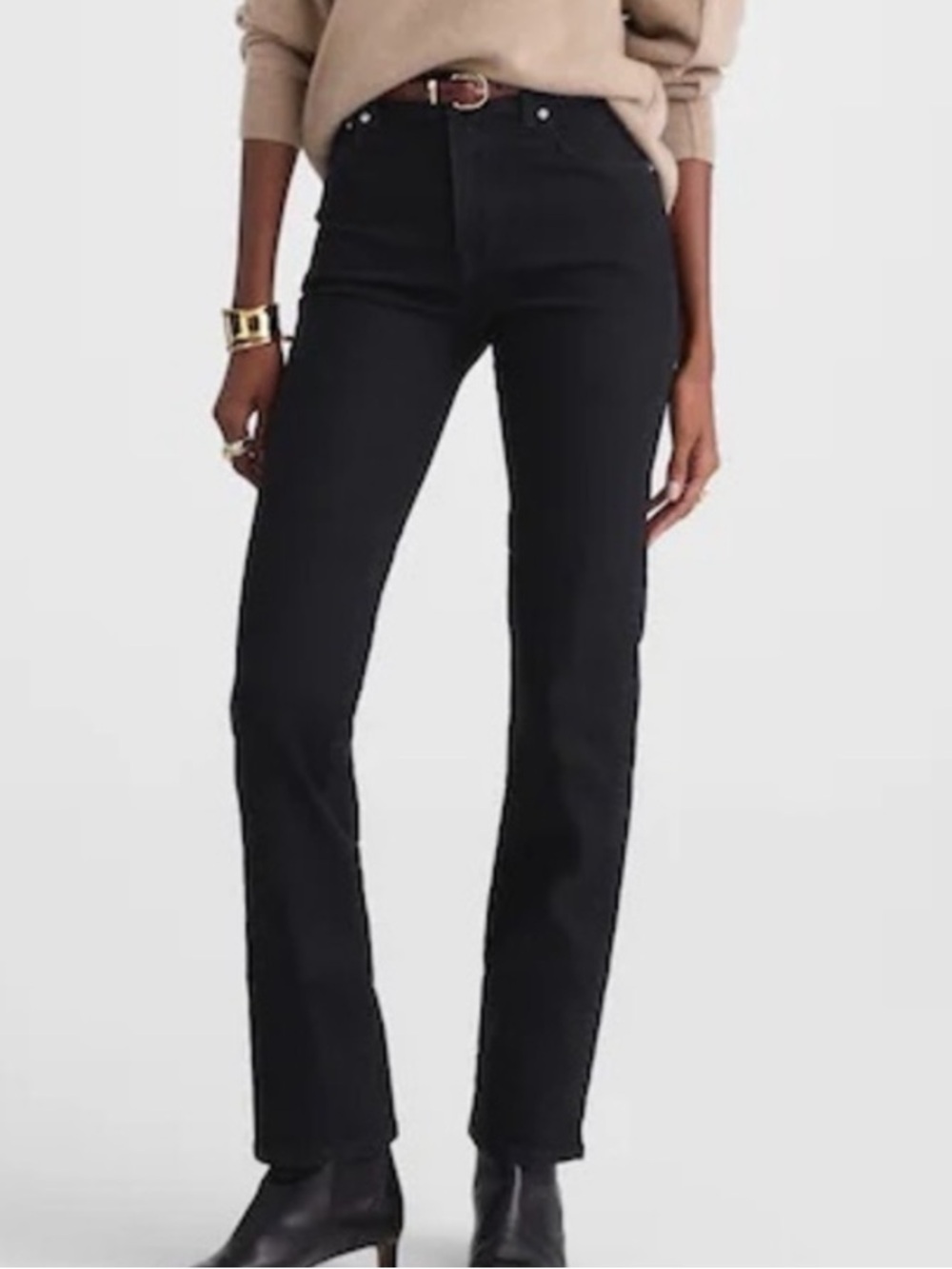 NWT Madewell The Longline Straight Jeans Black Size 32